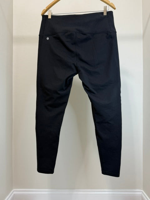 Zella Black Mixed‑Media High-Rise Crop Leggings SzXL
