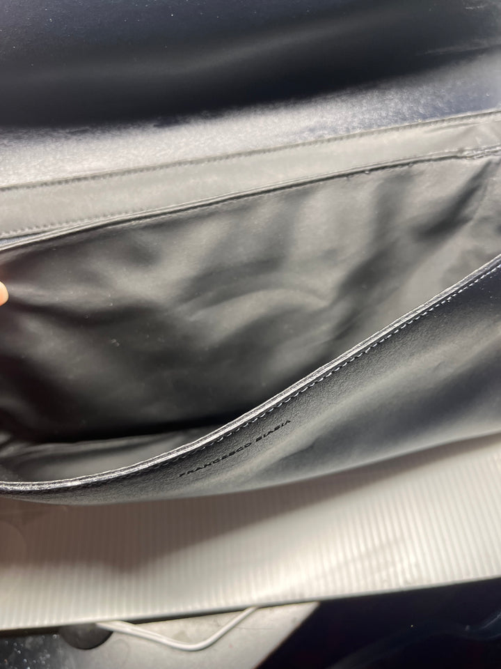 Francesco Biasia Black Leather Shoulder Bag Made in Italy
