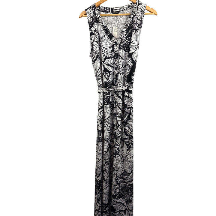 Talbots Black & White Floral Sleeveless Maxi Dress Size L
