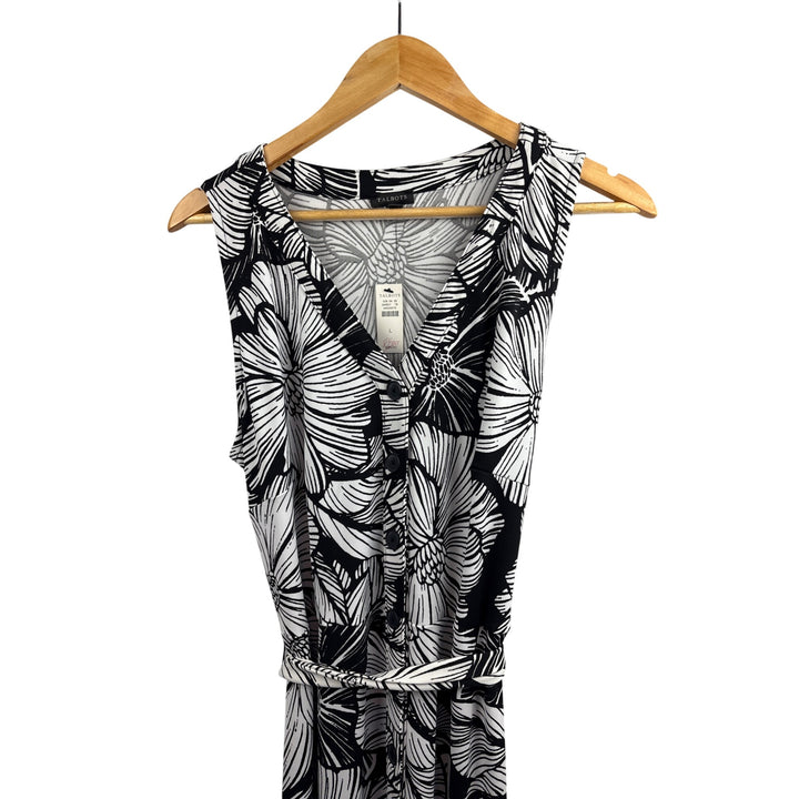 Talbots Black & White Floral Sleeveless Maxi Dress Size L