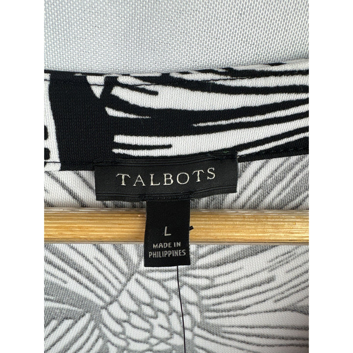 Talbots Black & White Floral Sleeveless Maxi Dress Size L