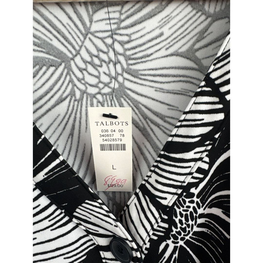 Talbots Black & White Floral Sleeveless Maxi Dress Size L