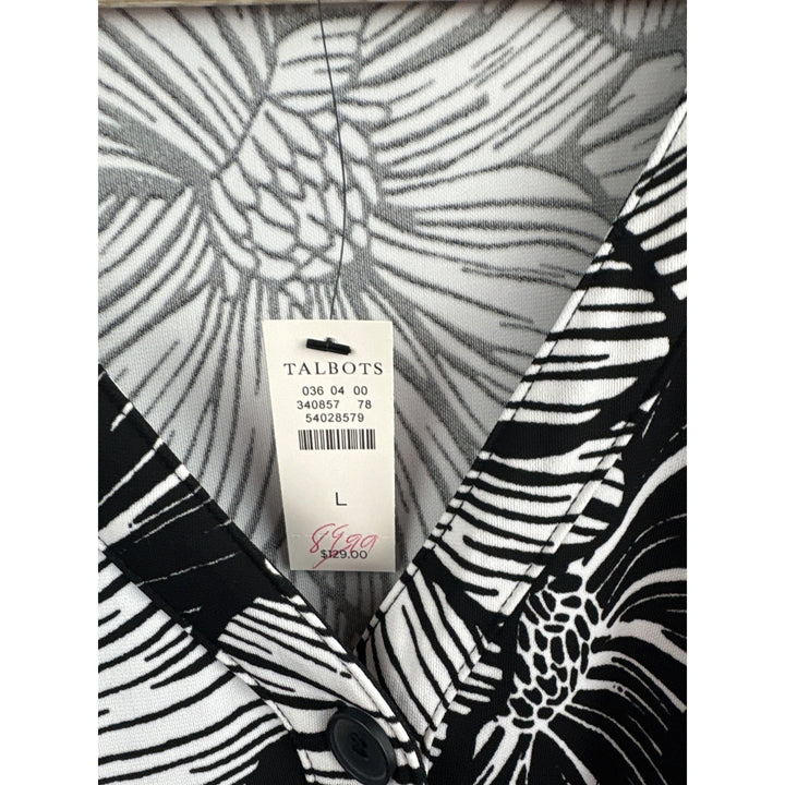 Talbots Black & White Floral Sleeveless Maxi Dress Size L