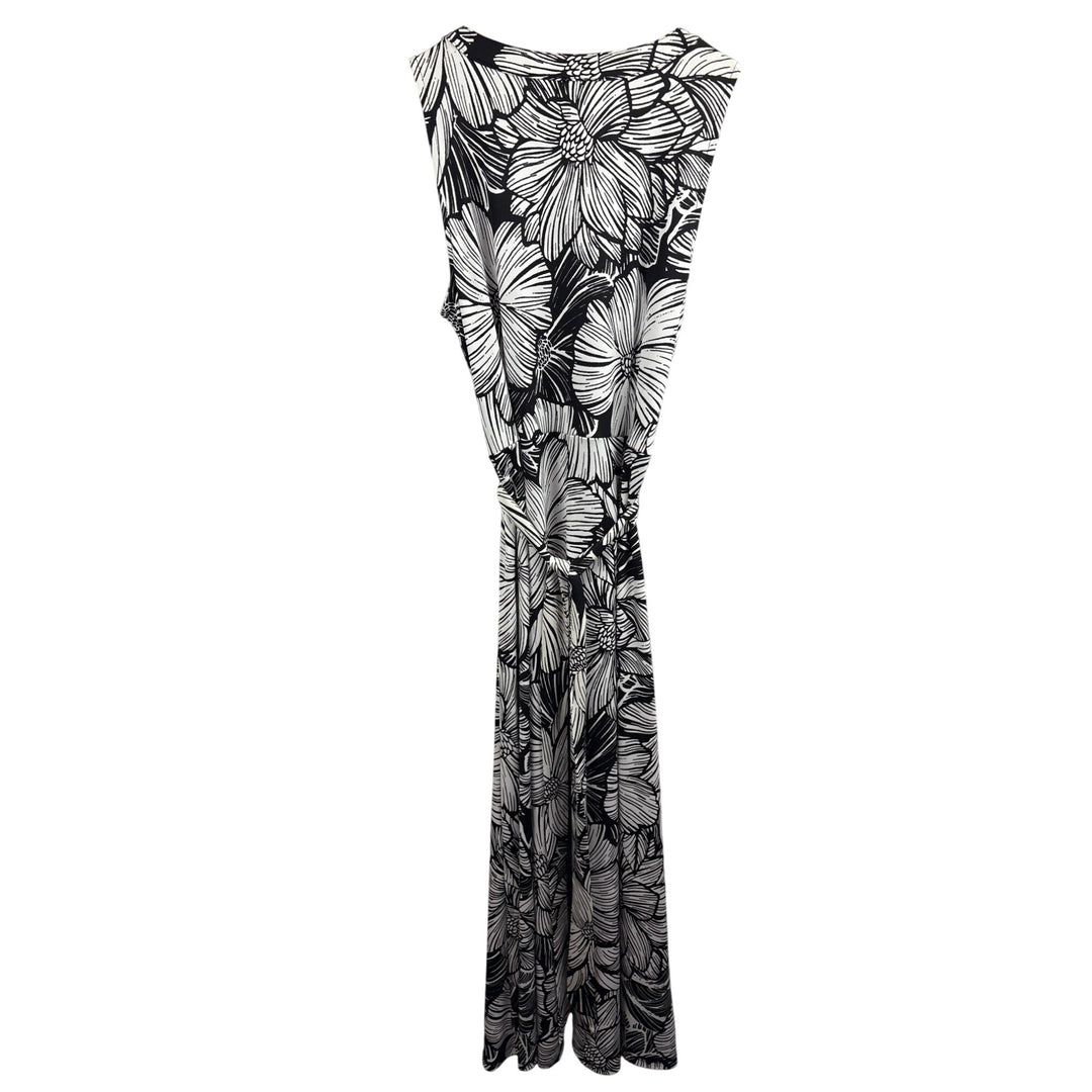 Talbots Black & White Floral Sleeveless Maxi Dress Size L