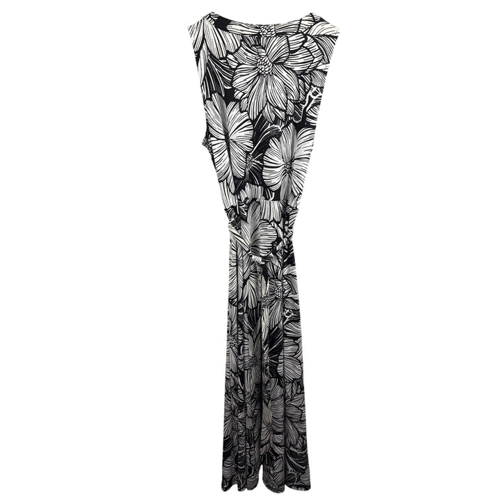 Talbots Black & White Floral Sleeveless Maxi Dress Size L