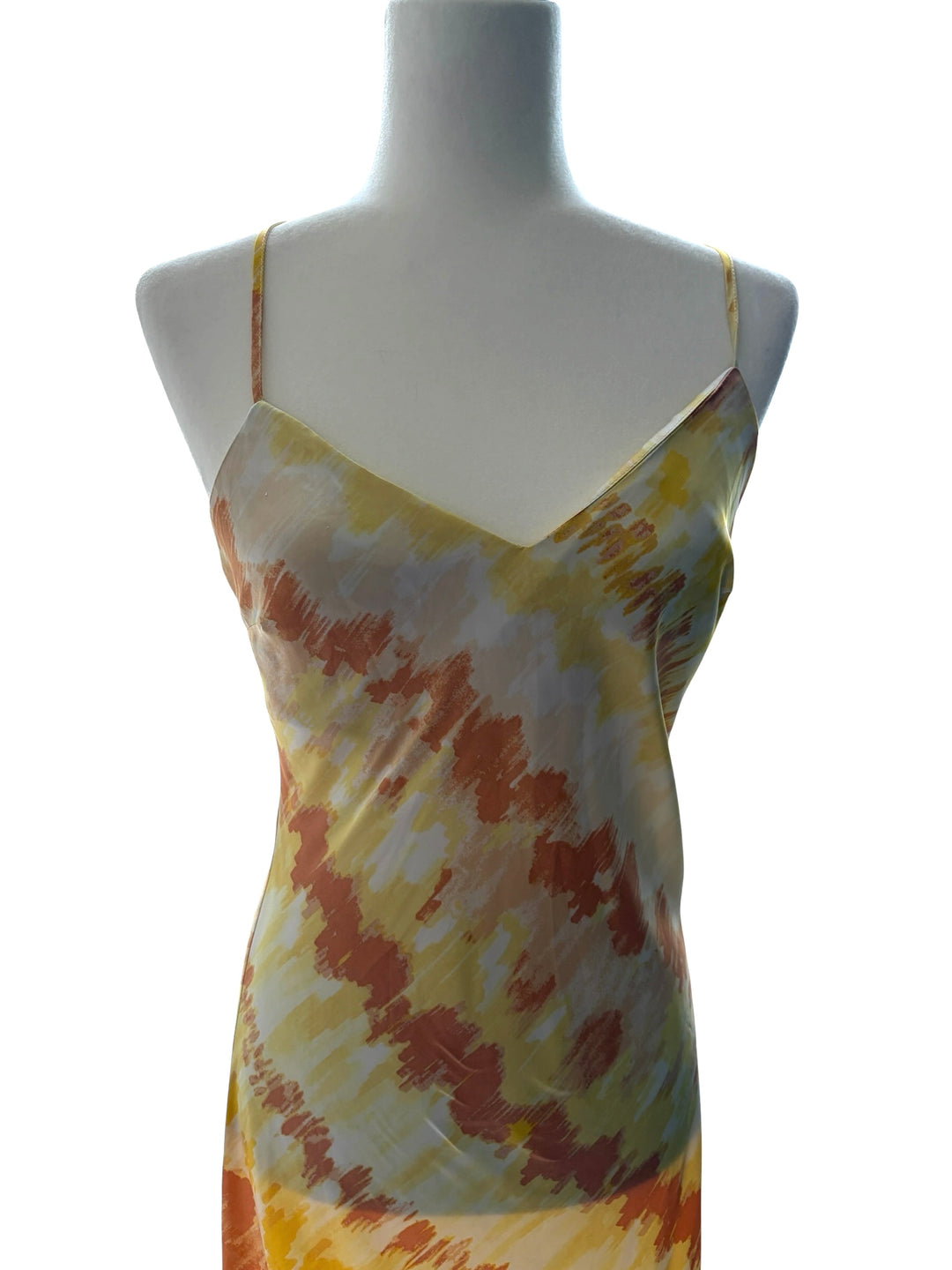 Forever 21 Women’s Yellow/Orange Tie Dye Slip Adjustable  Maxi Dress, Size M