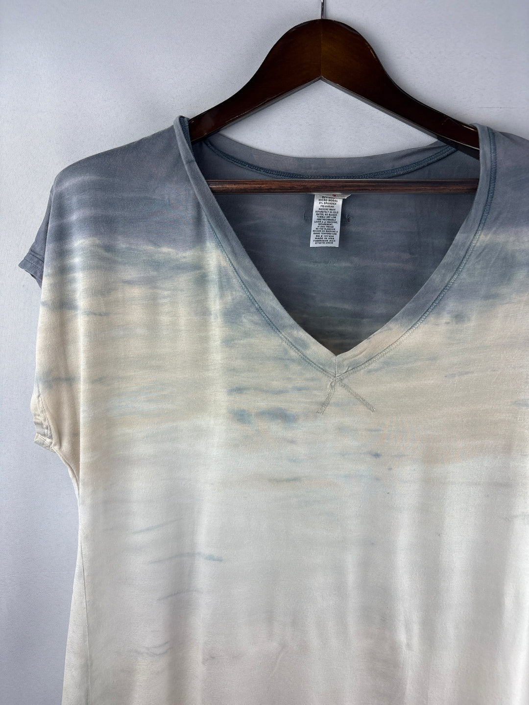 Women’s Hard Tail Forever Small Cream &amp; Gray Tie-Dye T-Shirt