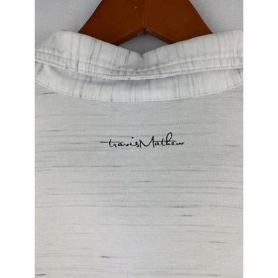 Travis Mathew Mens Polo Shirt Golf Performance Striped White Gray XL