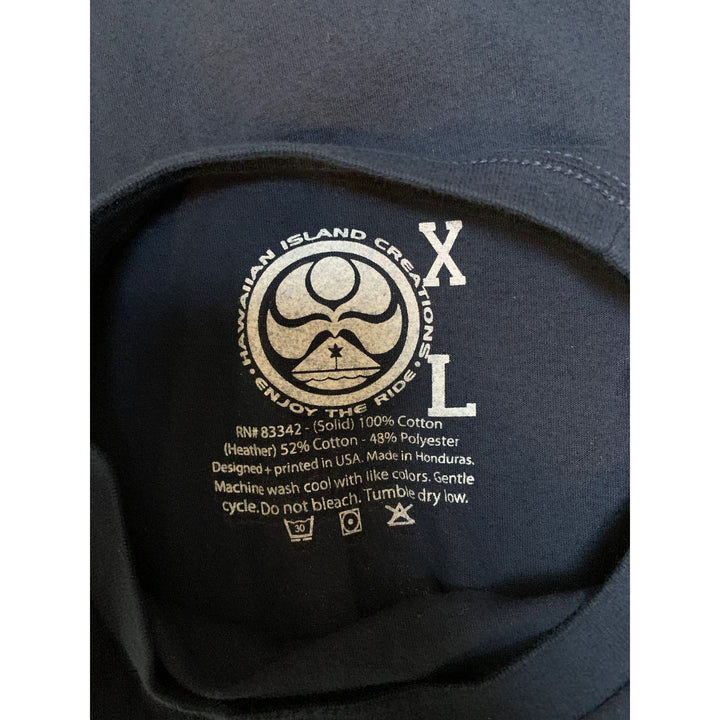 Hawaiian Island Creations XL T-Shirt Navy Blue Cotton Blend Graphic Tee