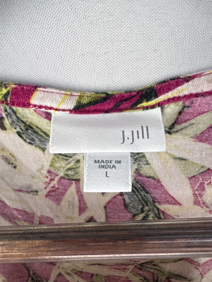 Women’s J.Jill Large Magenta Sleeveless Blouse w/ White Florals