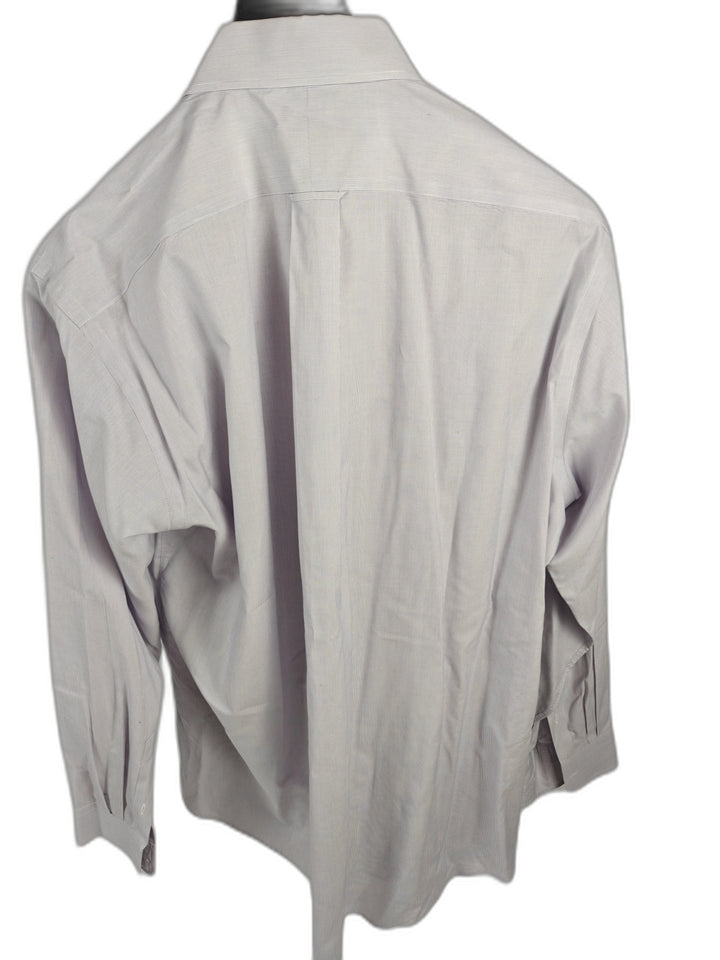 Men’s Kirkland Signature Dress Shirt White Purple Stripe 17 1/2 36
