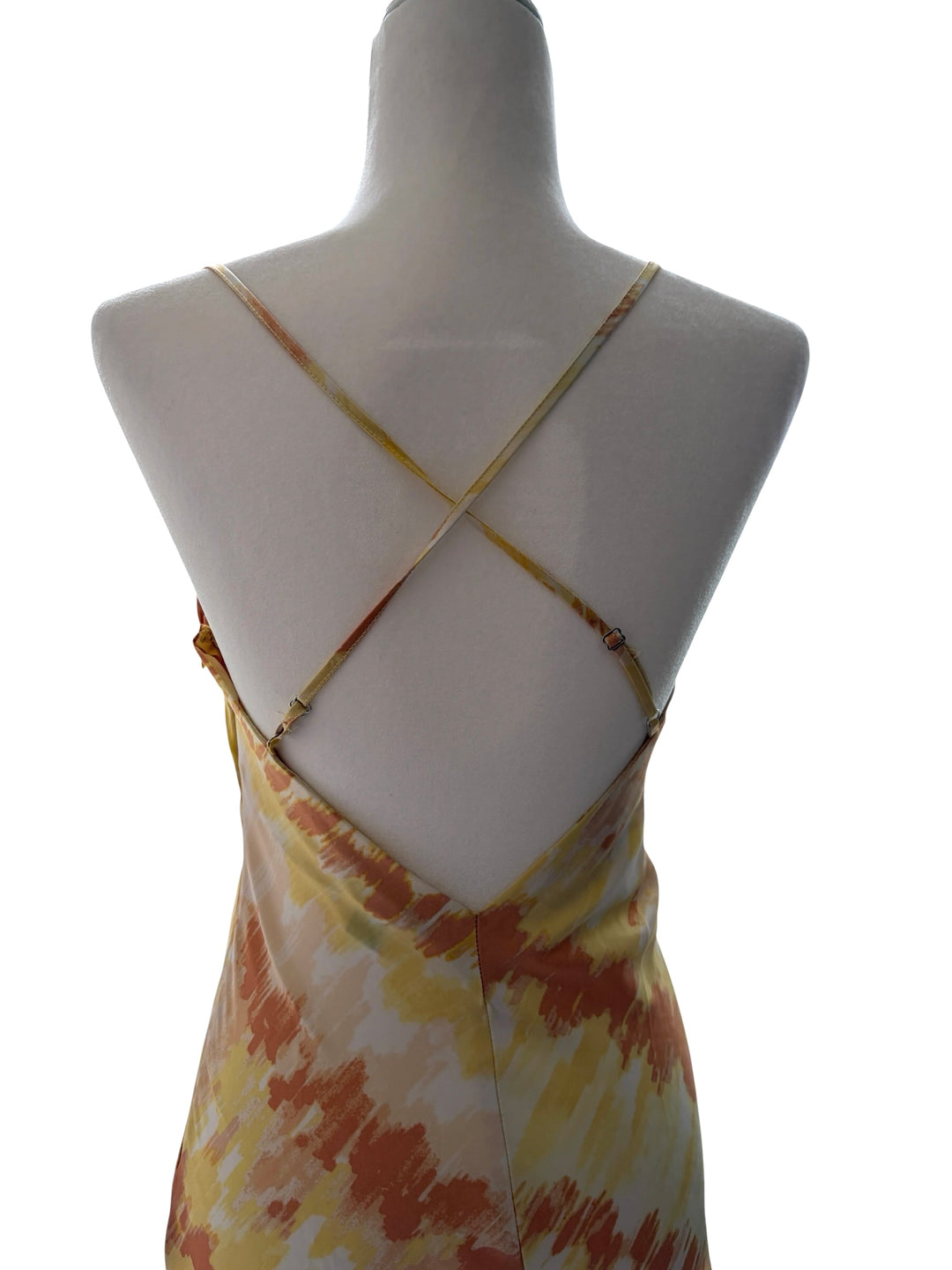 Forever 21 Women’s Yellow/Orange Tie Dye Slip Adjustable  Maxi Dress, Size M