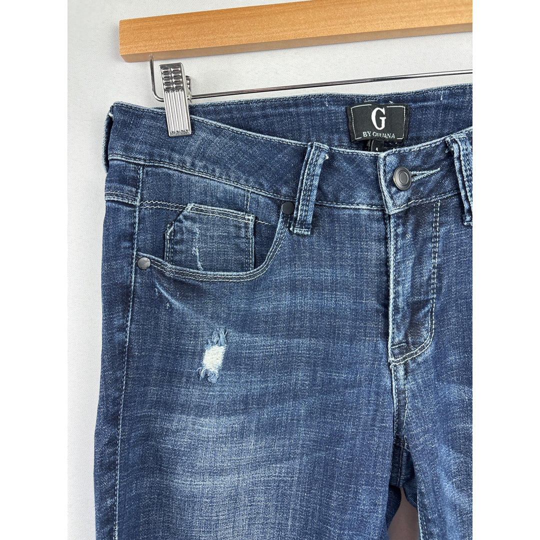 Women’s G by Giuliana Size 4 Dark Blue Distressed Cuffed Jeans