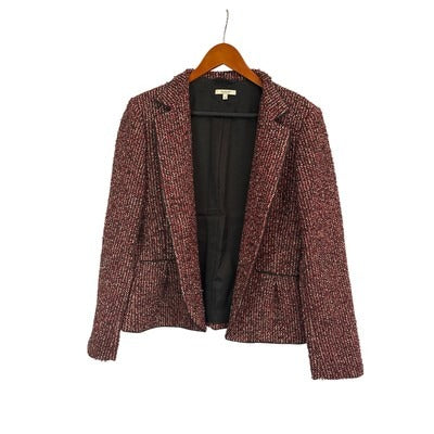 Women’s Santorelli Size 10 Red, Black, & White Tweed Long Sleeve Jacket