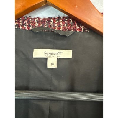 Women’s Santorelli Size 10 Red, Black, & White Tweed Long Sleeve Jacket