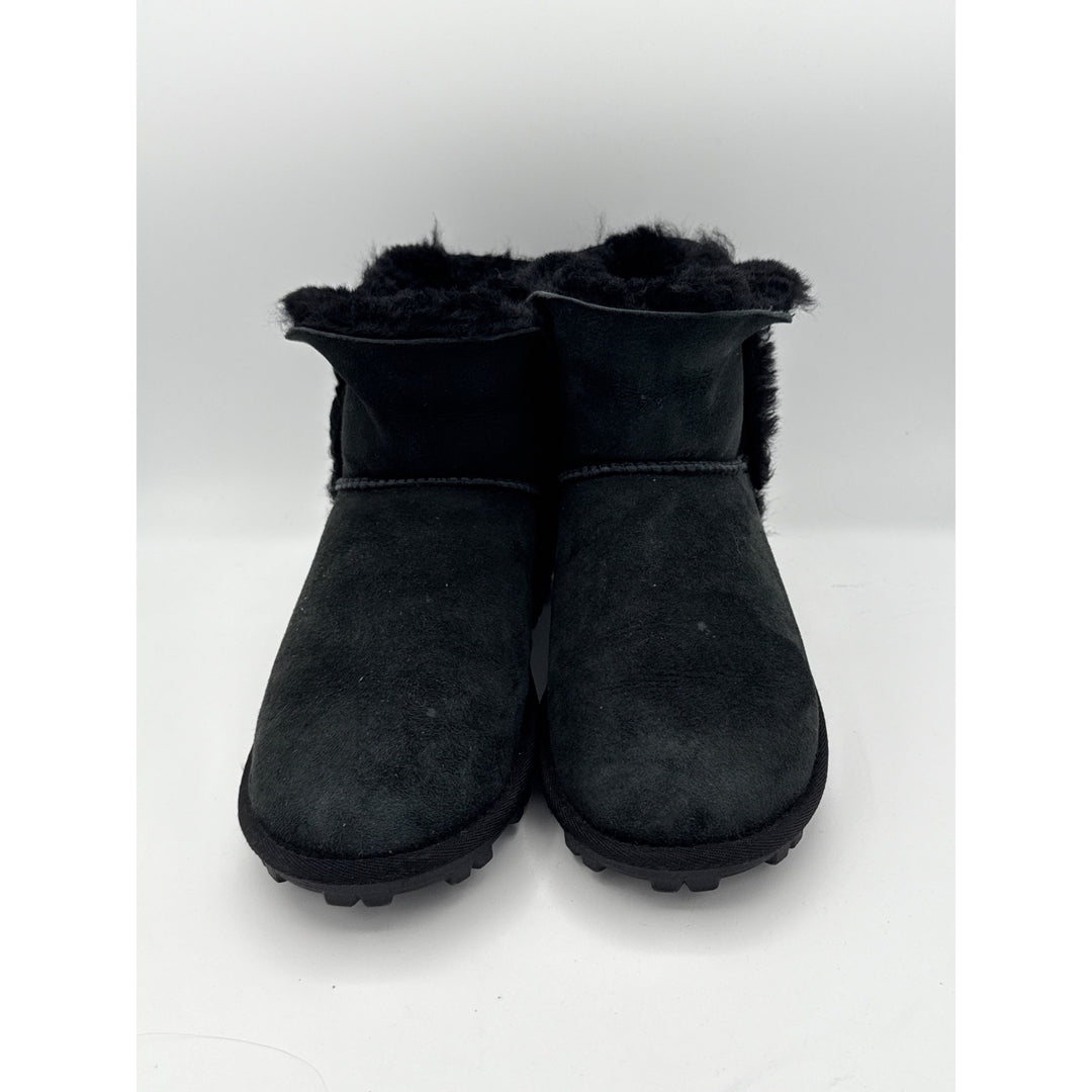 Womens Black Suede & Faux Fur Ankle Boots Size 7