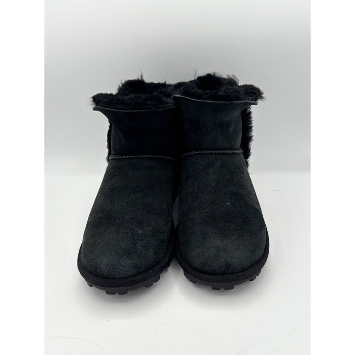 Womens Black Suede & Faux Fur Ankle Boots Size 7