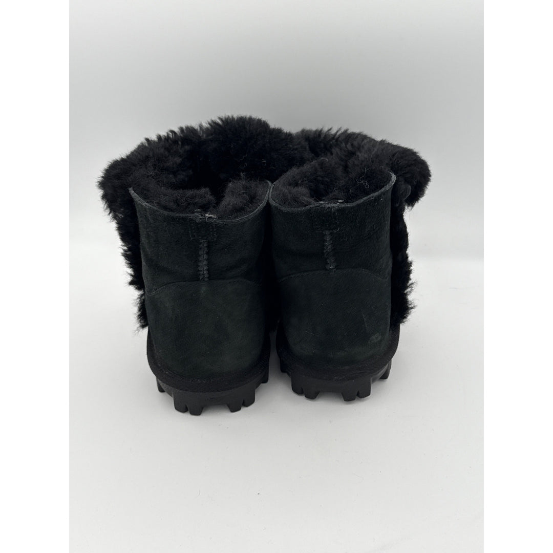 Womens Black Suede & Faux Fur Ankle Boots Size 7