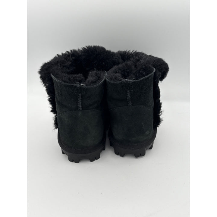 Womens Black Suede & Faux Fur Ankle Boots Size 7