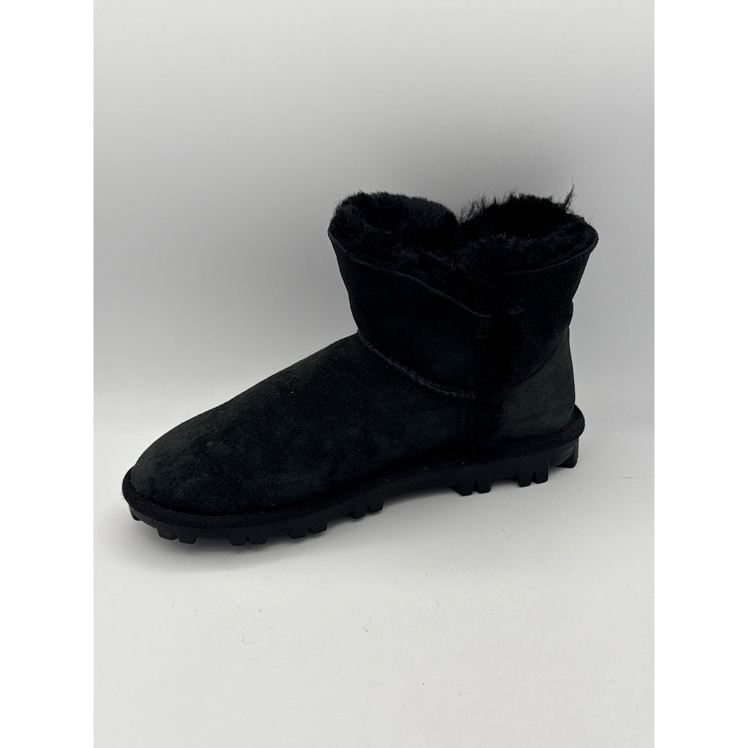 Womens Black Suede & Faux Fur Ankle Boots Size 7