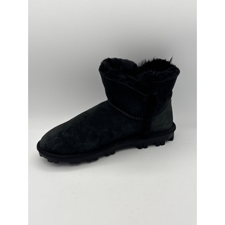 Womens Black Suede & Faux Fur Ankle Boots Size 7