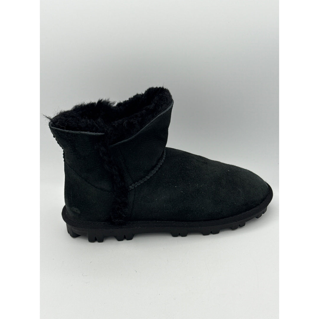 Womens Black Suede & Faux Fur Ankle Boots Size 7