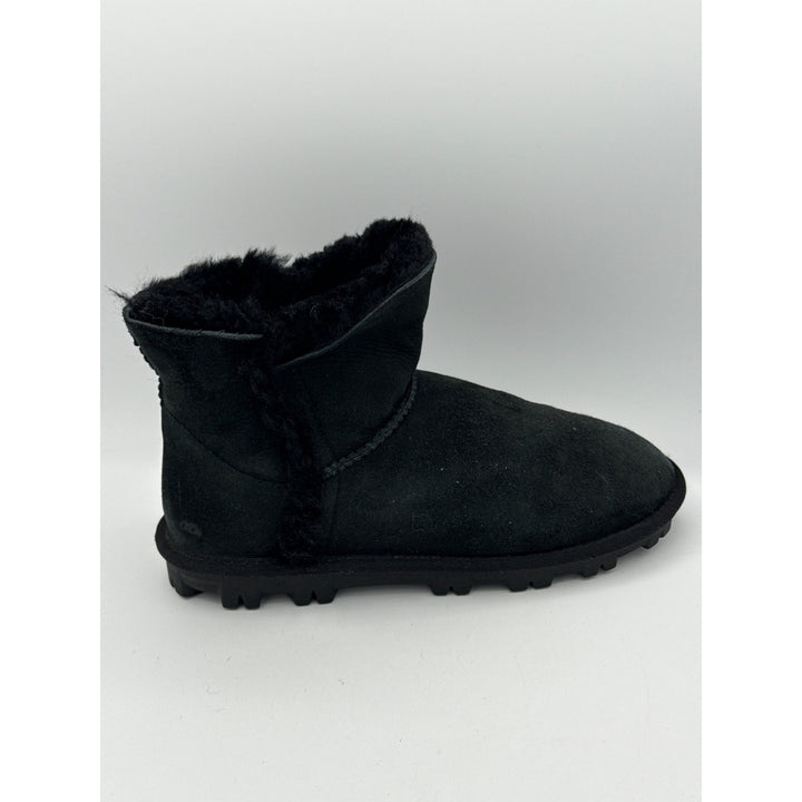 Womens Black Suede & Faux Fur Ankle Boots Size 7