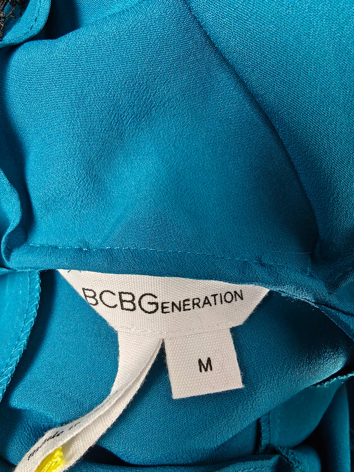Womens BCBGeneration Ruffle Tank Top Teal Size M