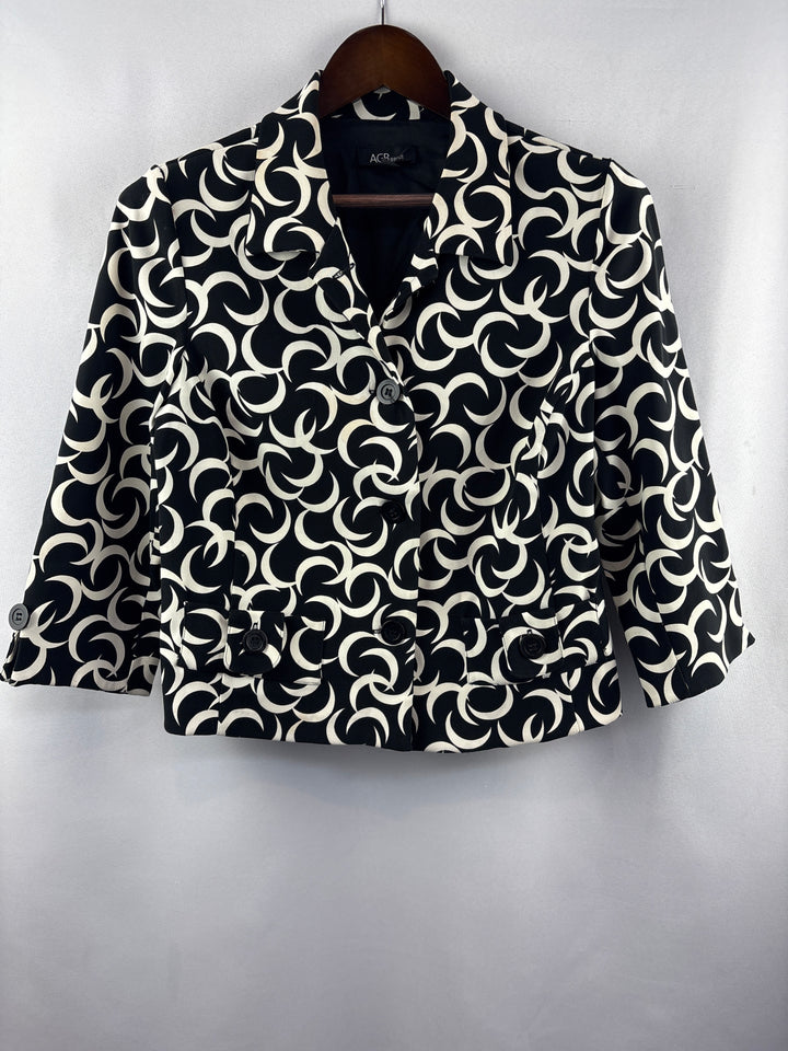 Women’s AGB Dress Size 10 Black &amp; White Patterned Blazer
