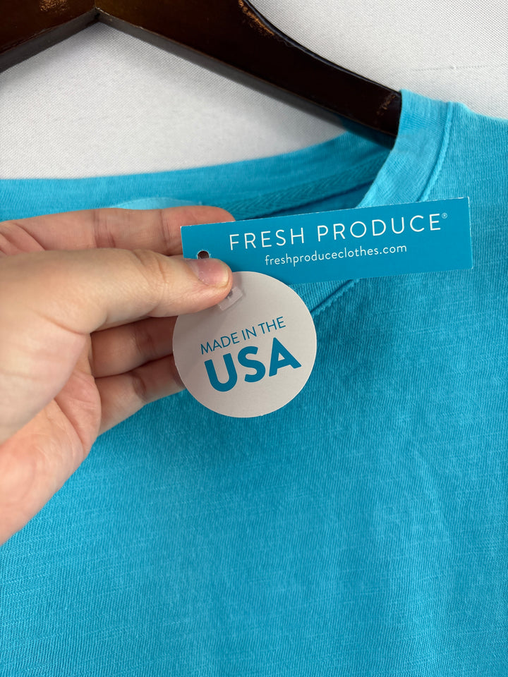 Women’s Fresh Produce Size 2X Bright Blue Long Sleeve Top
