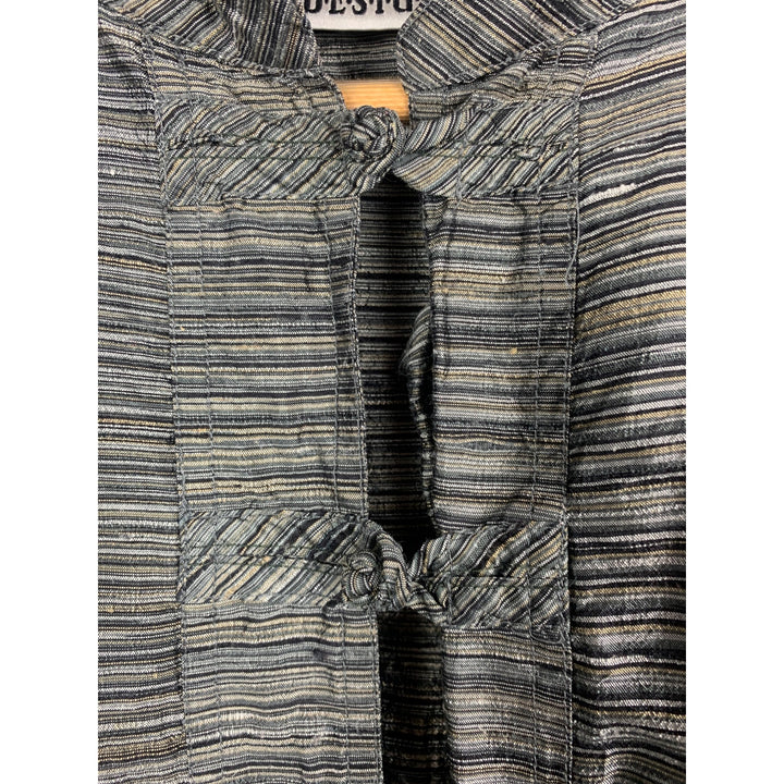 Chicos Design Womens Silk Striped Jacket Size 3 Made In India