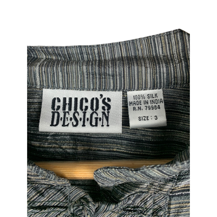 Chicos Design Womens Silk Striped Jacket Size 3 Made In India