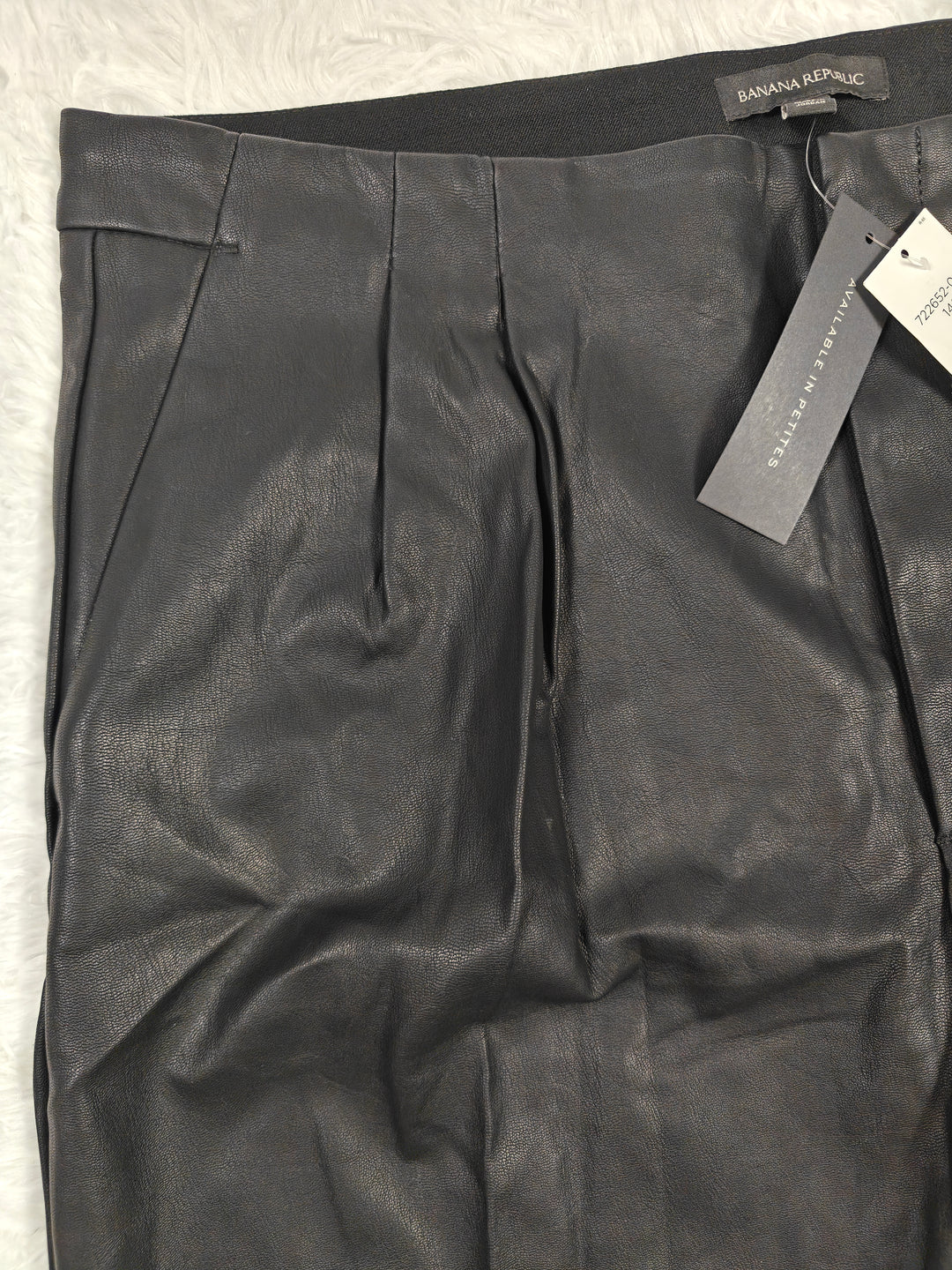 Womens Banana Republic Faux Leather Pants Black Size 14L NWT