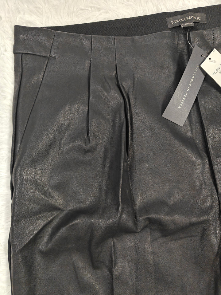 Womens Banana Republic Faux Leather Pants Black Size 14L NWT