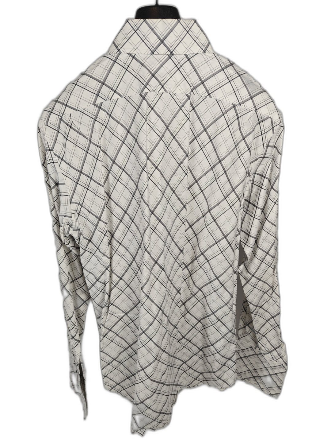Men’s Banana Republic Dress Shirt White Gray Plaid XL 17-17 1/2