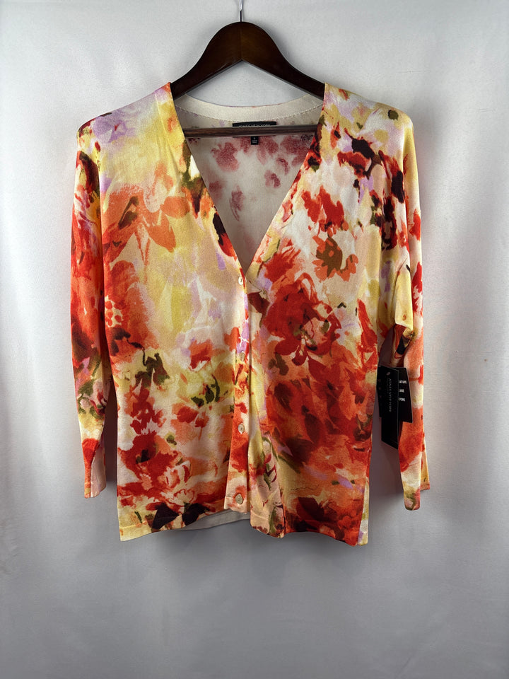 Women’s Jones New York Small Orange Sweater w/ Abstract Florals