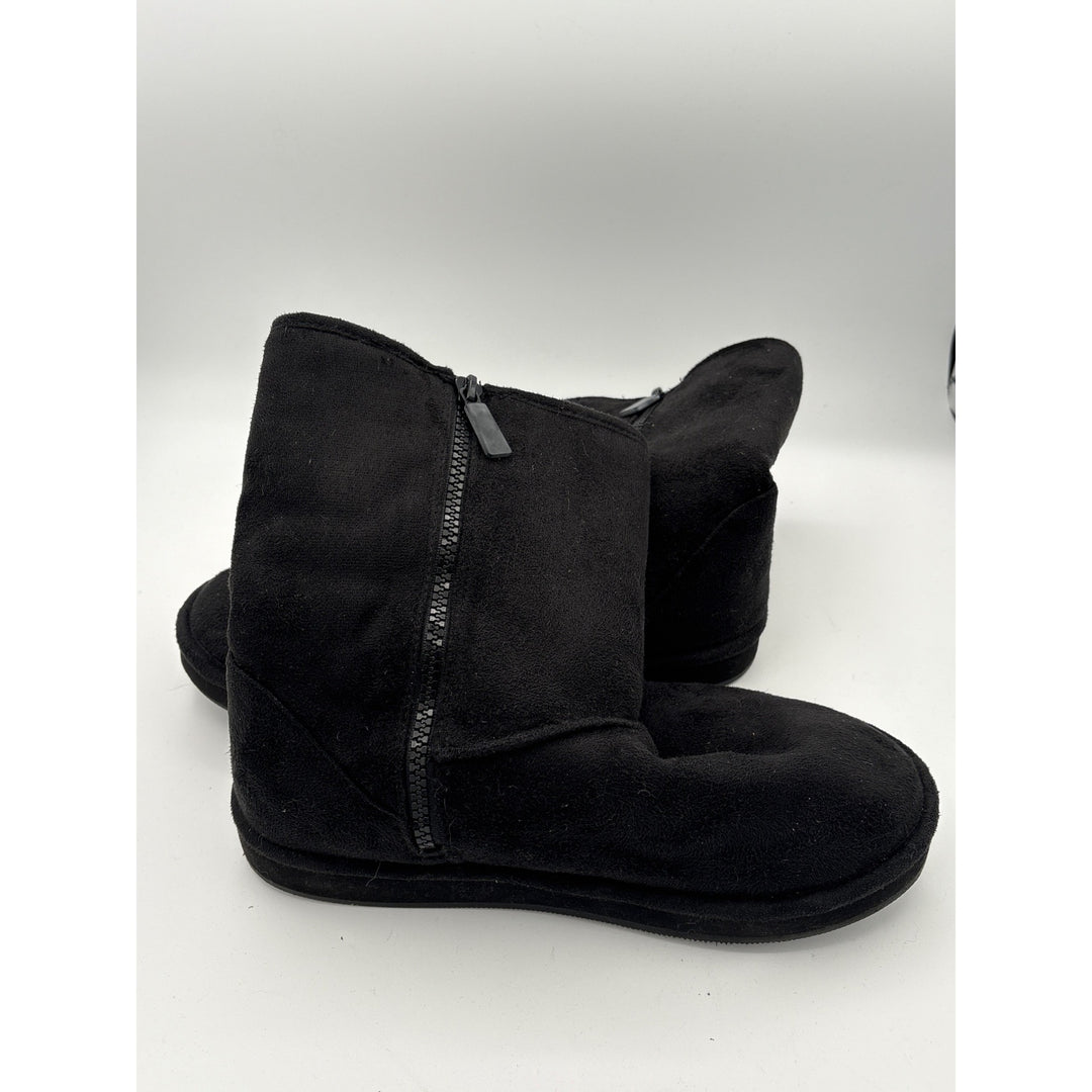 Joan Boyce Womens Black Rhinestone Bow Suede Boots Size 7