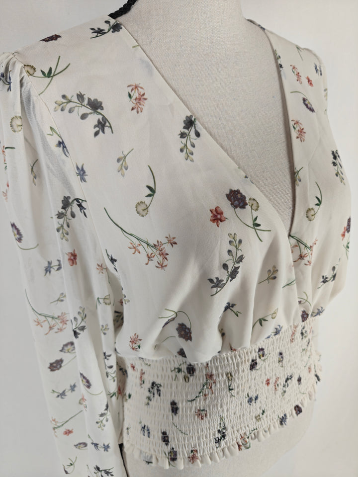 Womens Wilfred Genoa Blouse White Floral Size L NWT