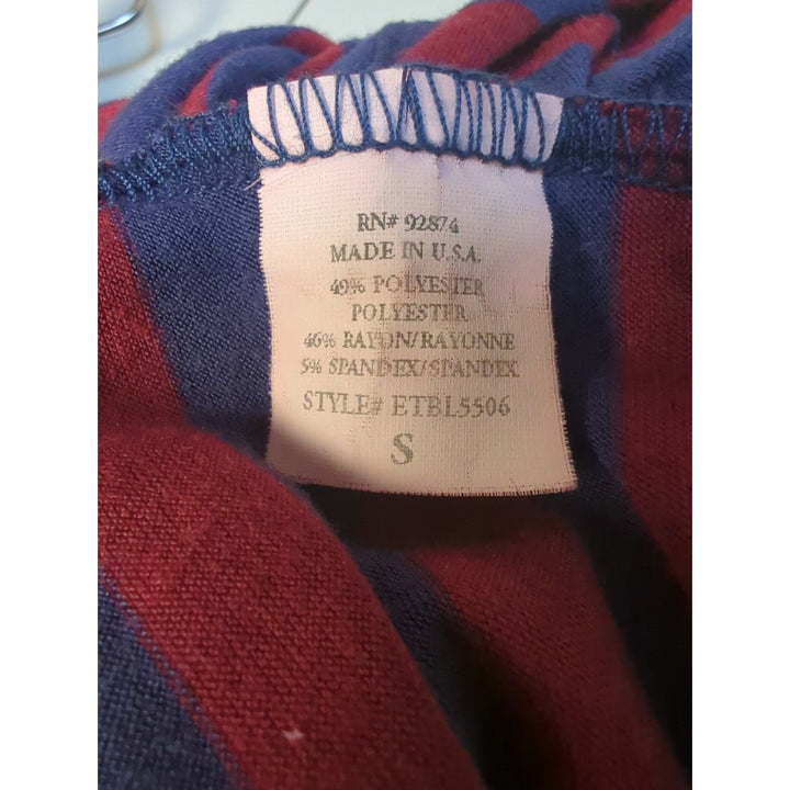 Women's Ella Moss red and blue striped sleeveless blouse with open back size sm