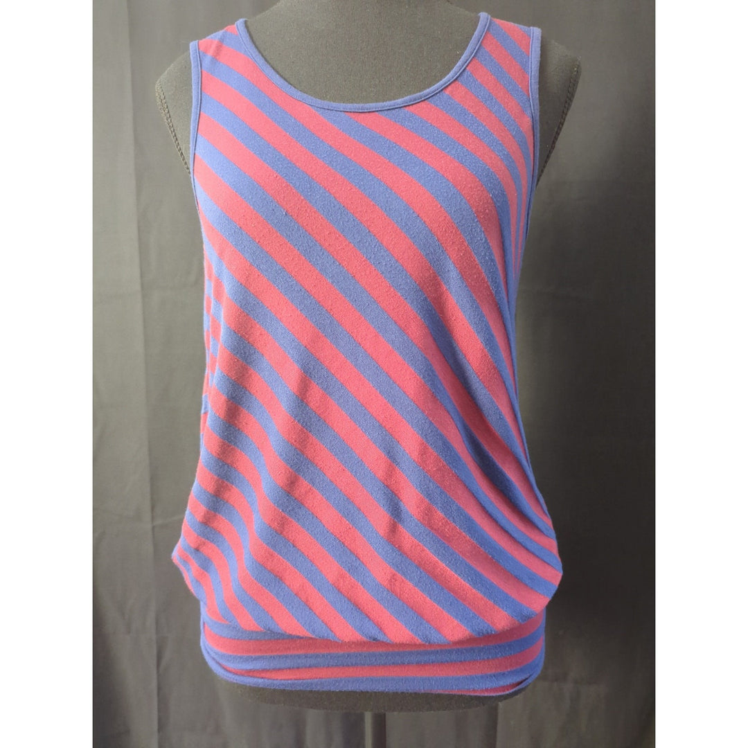 Women's Ella Moss red and blue striped sleeveless blouse with open back size sm