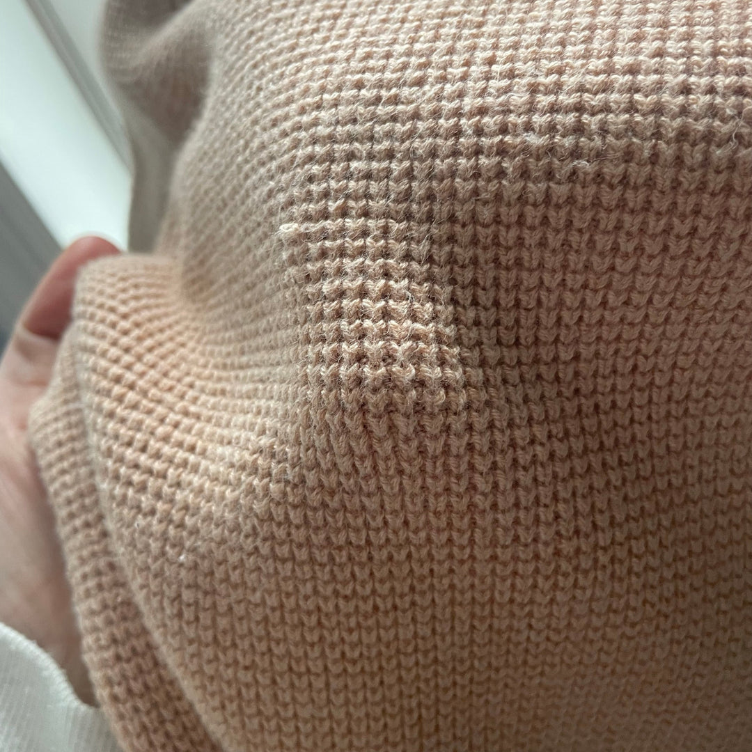 Lunya Tan Mock Neck Sweater sz Small Silk Blend Lounge Neutral Minimalist