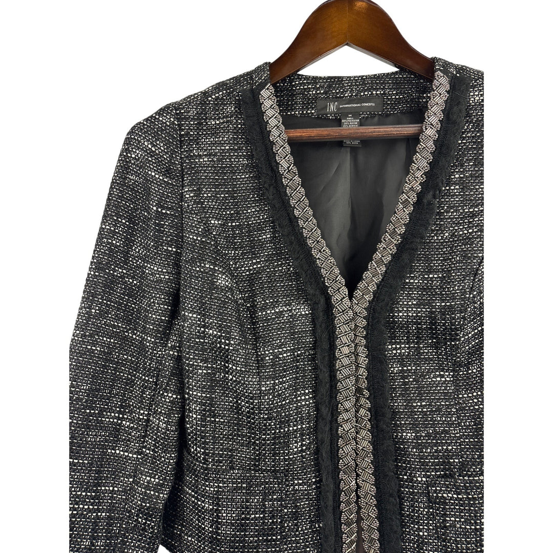 Women’s I.N.C Medium Black & White Blazer w/ Silver Beading