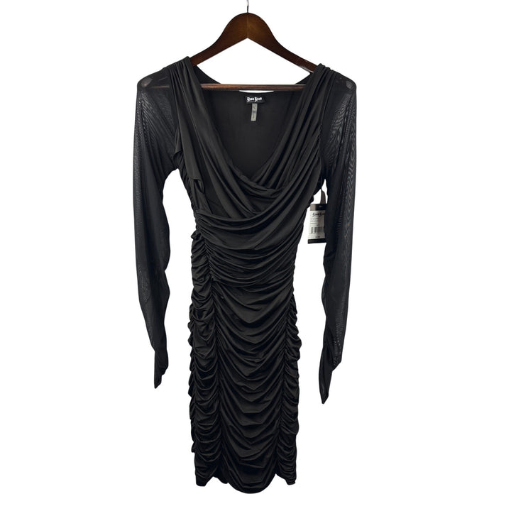 Women’s Bisou Bisou Large Black Long Sleeve Ruffled Bodycon Dress