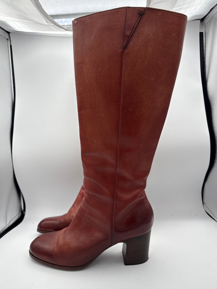 Women’s Pantanetti Size 9.5 Orange Brown Leather Boots
