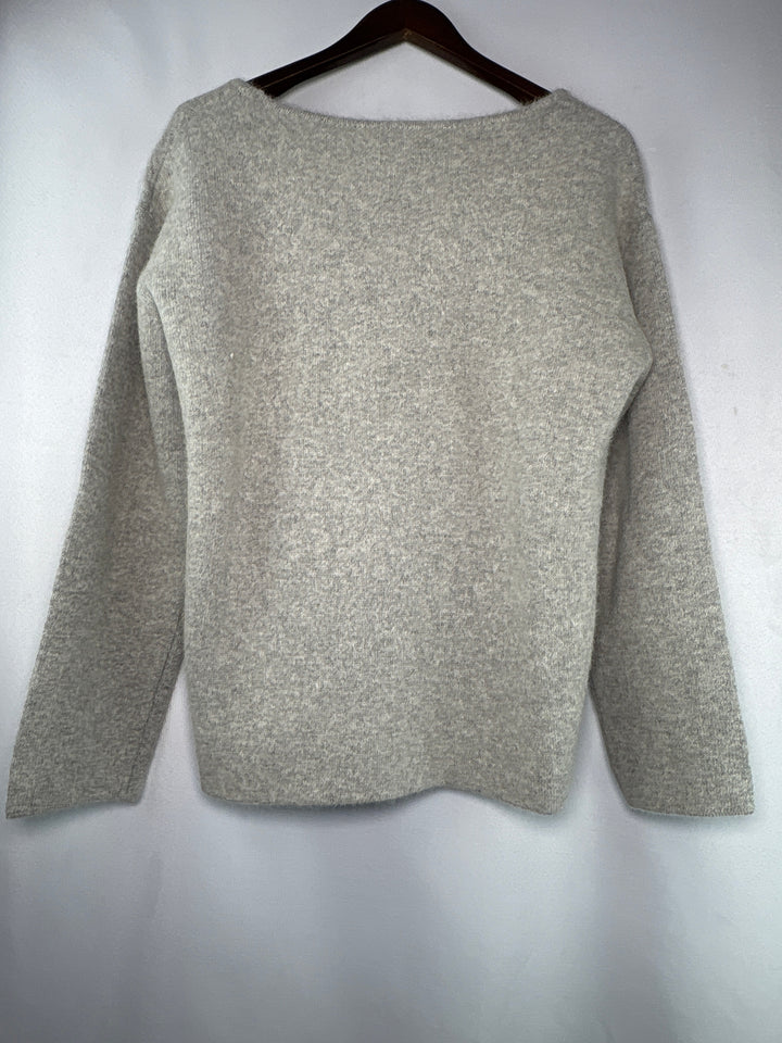 Moia Womens Pale Gray Wool Blend Scoop Neck Knit Sweater One Size