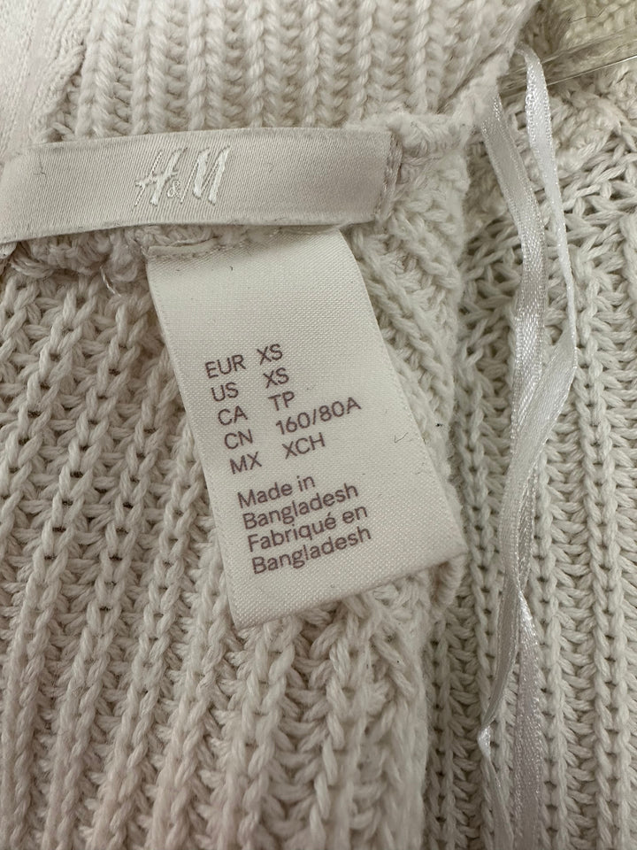 HM Womens Cream Cable Knit Sweater with Back Zipper Size XS