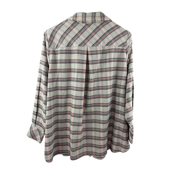 Women’s Cabi XXL Cream, Red, & Black Plaid Button Up Shirt