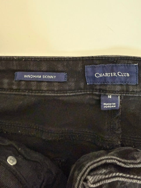 Charter Club Windham Skinny Jeans Black Sz16