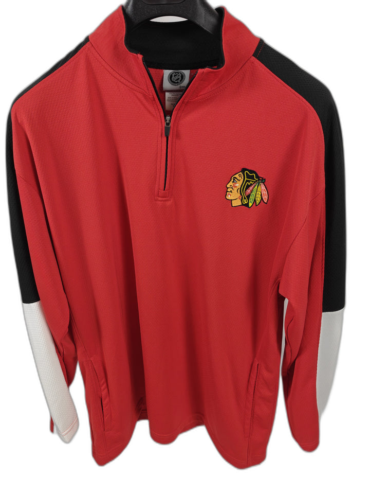 Men’s Chicago Blackhawks NHL Quarter Zip Pullover Red XL