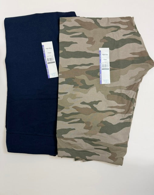 Time and Tru High Rise Leggings Bundle (2) Navy + Camo SzXXL(20) NWT